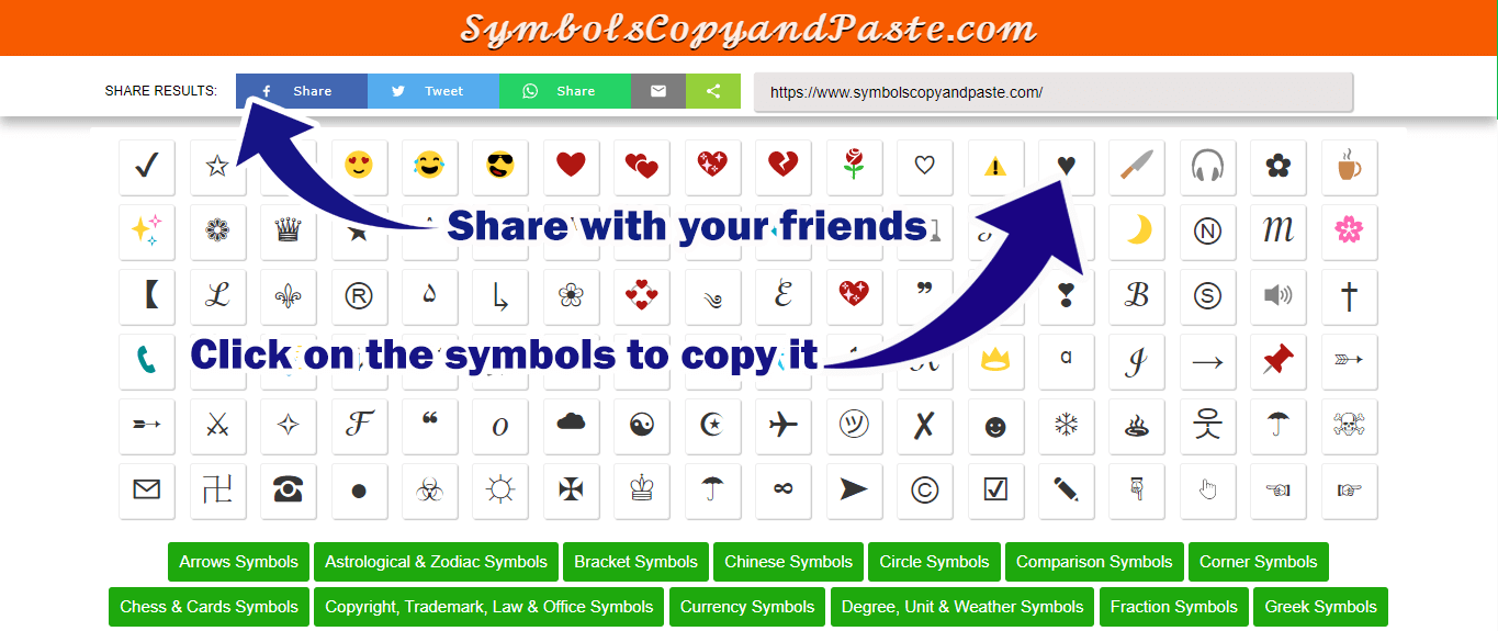 copy paste symbols arrow
